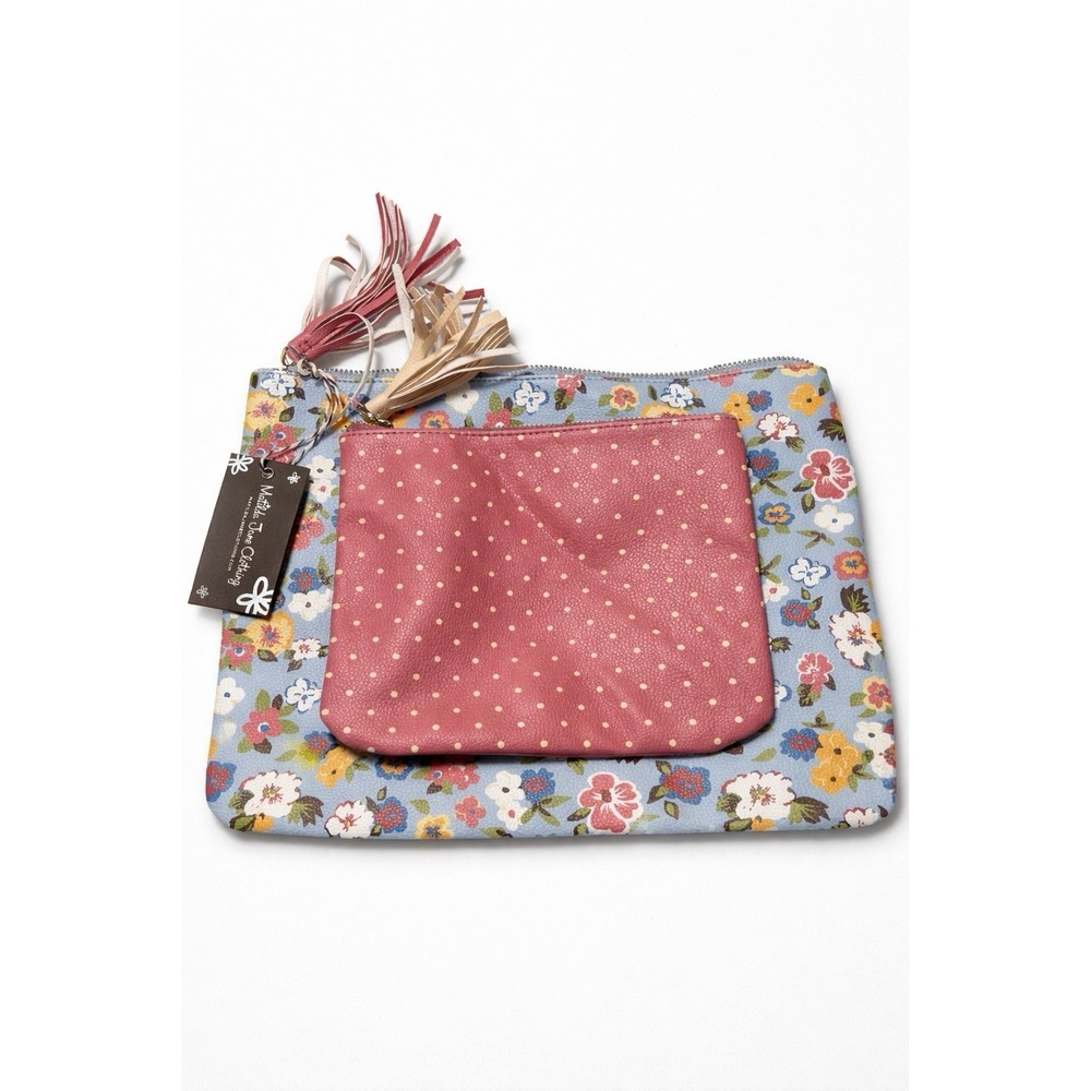 Matilda Jane Set Of Cosmetic Bags Pouches Floral Tassel Zipper